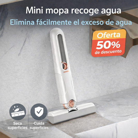 Mini Mopa de Compresión: limpia derrames rápido y escurre con una sola mano, sin complicarte